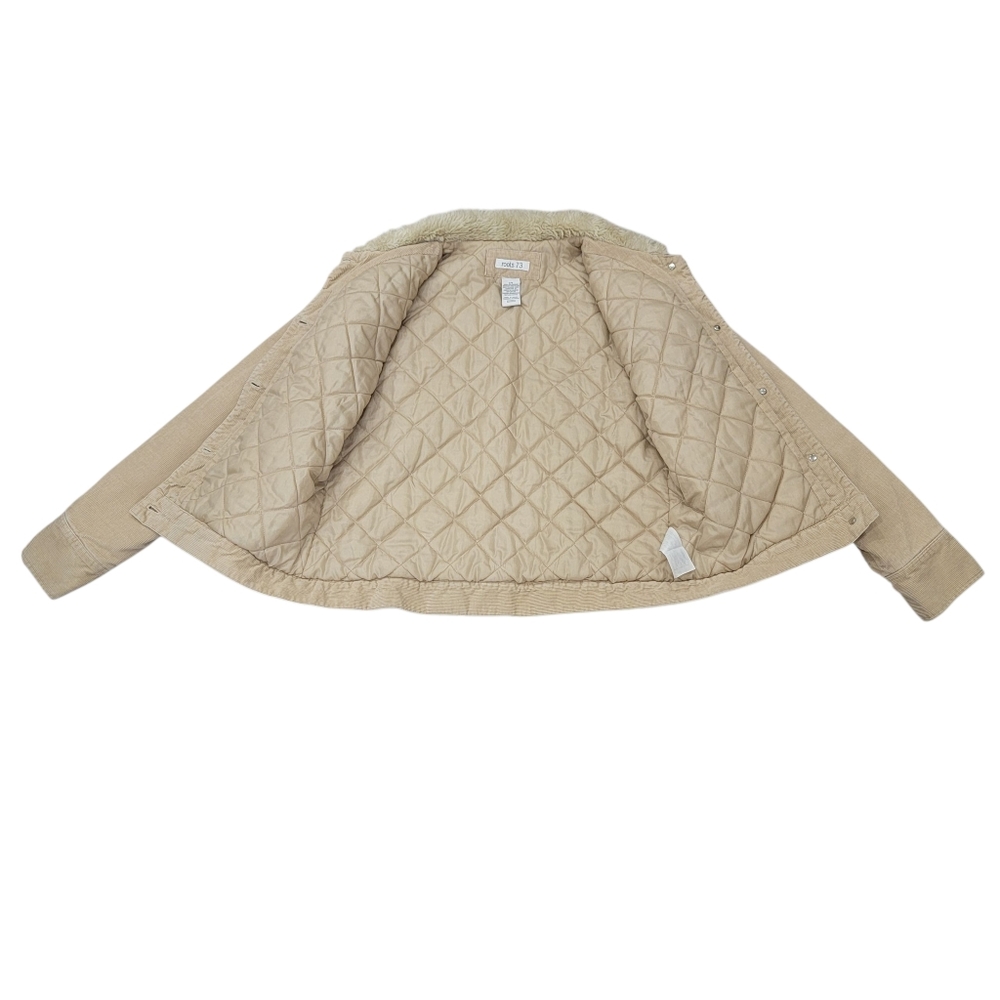 Roots 73 Corduroy Sherpa Collar Trucker Jacket Tan Quilted Lined Barn Women’s L - Picture 10 of 16